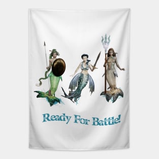 Mermaids Ready For Battle Tapestry