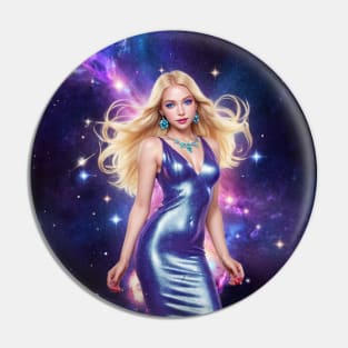 Galaxy Blonde Girl Space Planet Girl Theme Stars Astronaut Pin