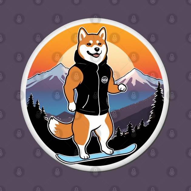 Strong Shiba Snowboarder by nicecorgi