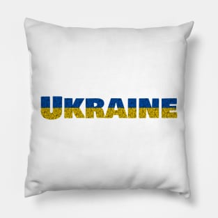 Ukraine Typography in Blue Yellow Sunflowers Pillow