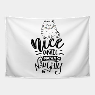 Christmas quotes with cute cat design Tapestry