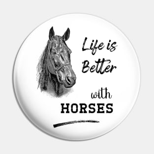 Horsehead Drawing with Horse Lover Text Pin