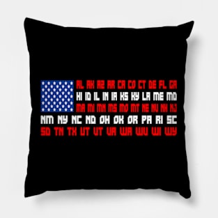 State Abbreviations U.S. Flag Pillow