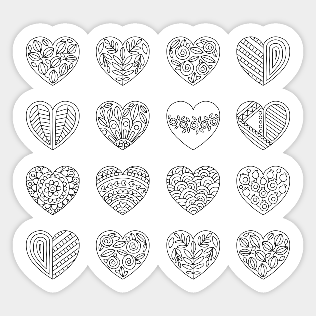 Tiny Hearts And Patterns Adult Coloring Heart Pattern Hearts Pattern Sticker Teepublic