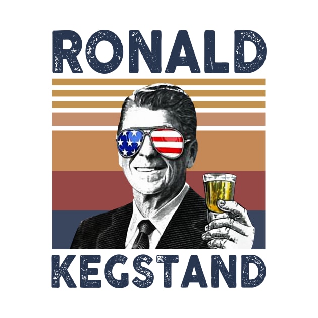 Ronald Kegstand US Drinking 4th Of July Vintage Shirt Independence Day American T-Shirt by Krysta Clothing