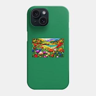 Stained Glass Colorful Mountain Flowers Phone Case