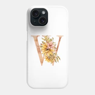 Watercolor sunflower bouquet monogram letter W Phone Case