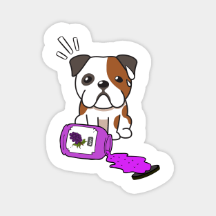 Naughty Bulldog Spills a jar of grape jam! Magnet