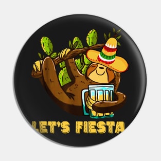 Lets Fiesta Sloth Beer Pin