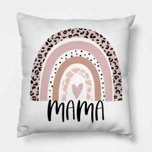 Retro Groovy Mama Rainbow Leopard Mother's Day Pillow