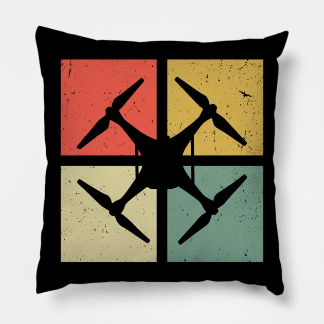 Drone Retro - FPV Drone Pilot, RC Quadcopter Pillow by Wakzs3Arts