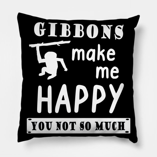 Gibbons Happy saying hylobatidae motif Pillow by FindYourFavouriteDesign