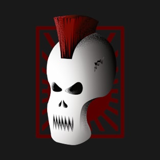 Punk Skull with Red Mohawk | Metal Skull Mask T-Shirt