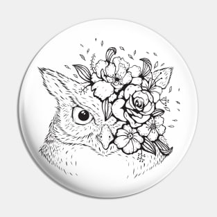 Owl with floral design Pin