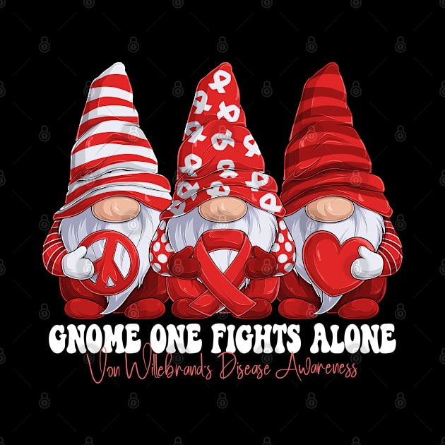 Funny Gnomies Von Willebrand's Disease Awareness Month Red Ribbon Gift Idea by Coolingburry
