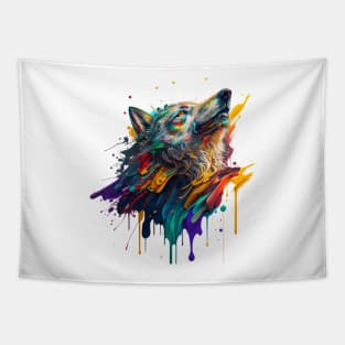 Wolf Splash Art: Colorful Fantasy Painting #3 Tapestry