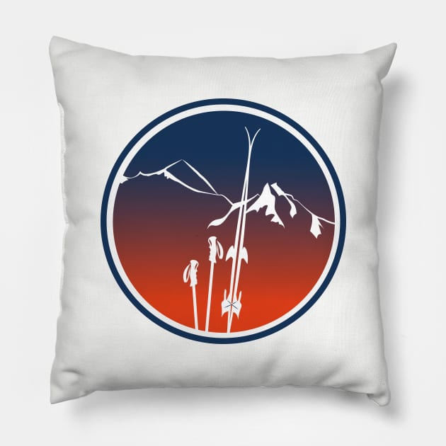 Mountain and ski Pillow by leewarddesign