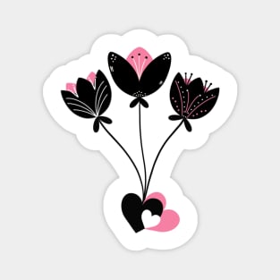 Black & Pink Tulips Magnet