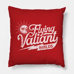 Flying Valiant Builds (Biker Style - Worn White on Red) Pillow