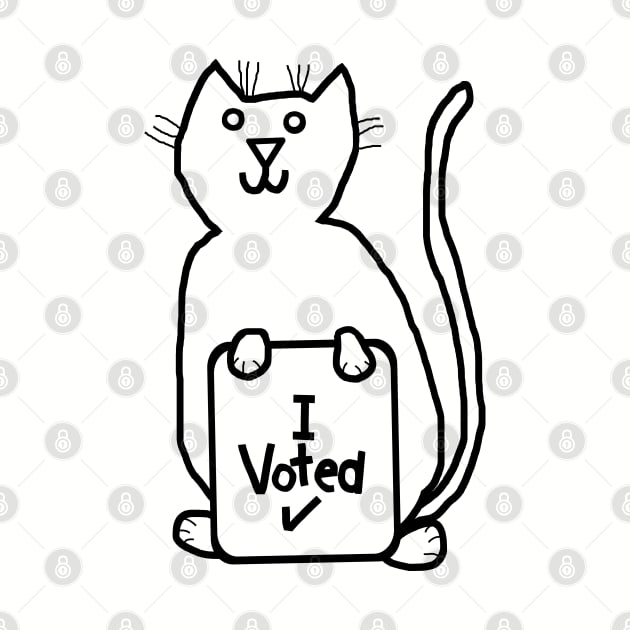 Cute Cat says she Voted Line Drawing by ellenhenryart