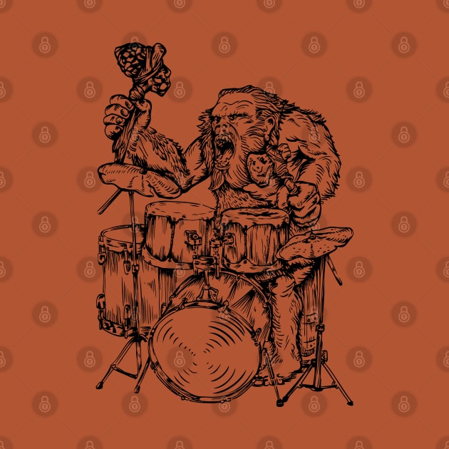 SEEMBO Neanderthal Playing Drums Drummer Drumming Fun Band by SEEMBO