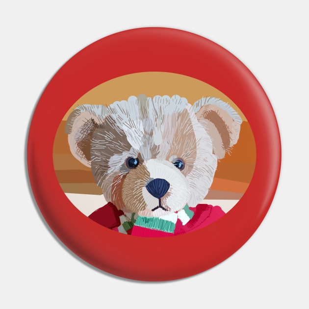 Teddy Bear Portrait Pin by ellenhenryart