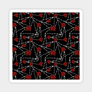 Red Roses and Barbed Wire Goth Pattern Magnet