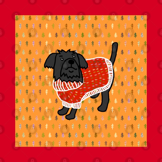 Cute Dog Winter Christmas Tree Sweater by ellenhenryart