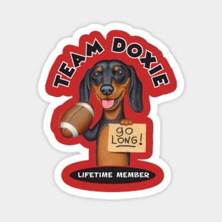 Black Dachshund Holding Football Magnet