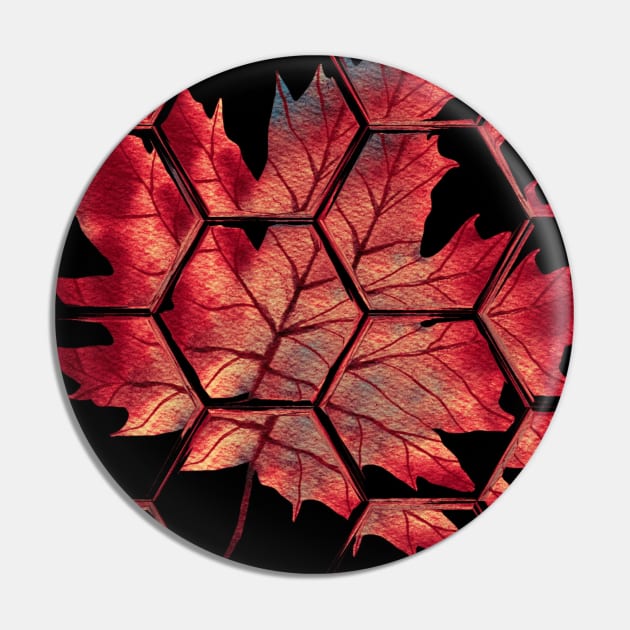 Orange Maple Leaves Watercolor Pin by Moon Art