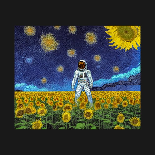 Astronaut Sunflower Impressionism by cloudart2868