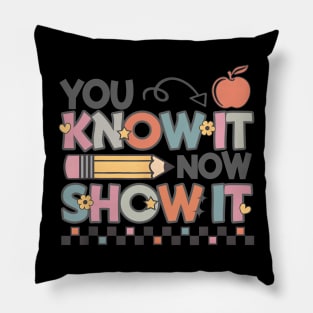 Groovy State Testing Day Teacher You Know It Now Show Pillow