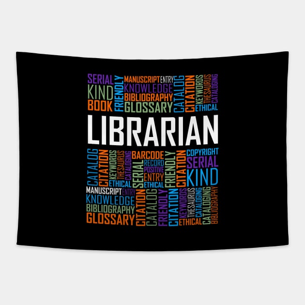 Librarian Words Tapestry by LetsBeginDesigns