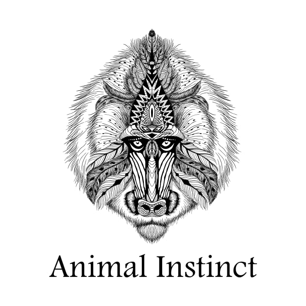 Animal Instinct - Black baboon aztec clothing and Products by octanedesigns