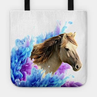 Horse Colorful Pop Art, White Wild Horse Tote