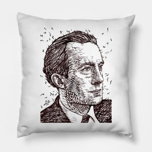 PAUL ELUARD ink portrait Pillow