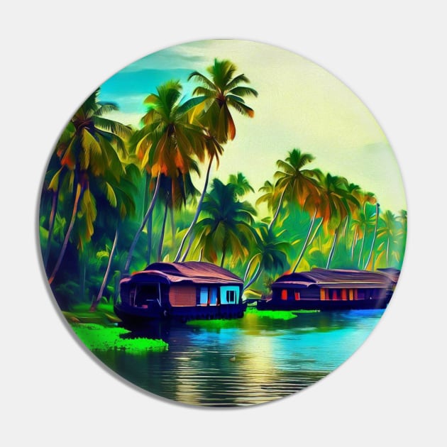 Elegant Kerala natural landscape of coconut trees sunset sky river and houseboat Pin by Mandalasia