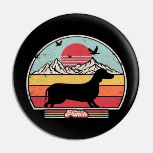 Dachshund Retro Vintage Sunset Pin