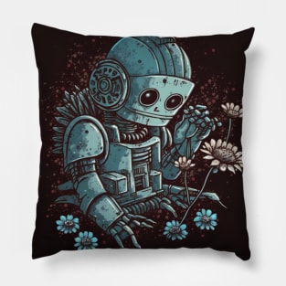 robot in nature Pillow