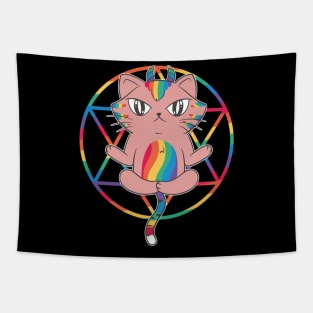 Rainbow Magic: Horned Cat with a Colorful Twist! Tapestry