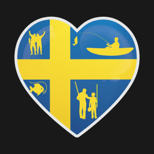 I Love Fishing in Sweden Flag Fisherman Angler T-Shirt