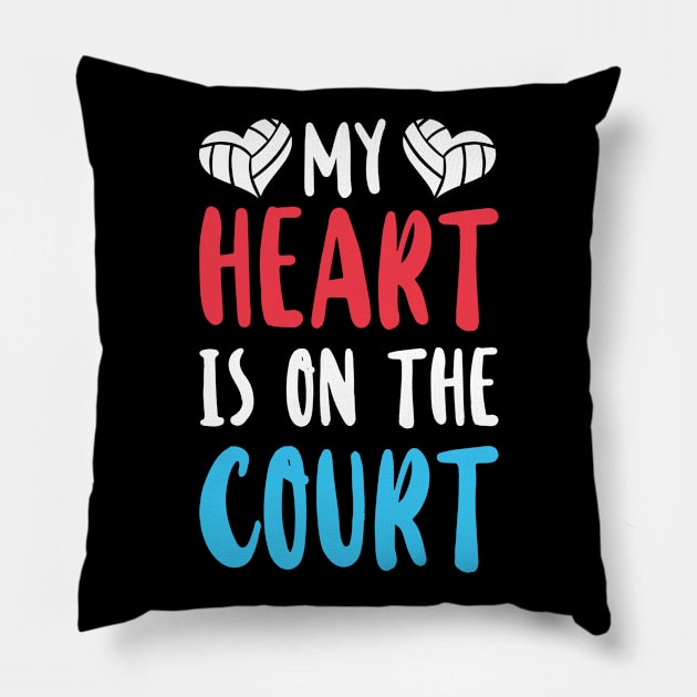 My Heart Is On The Court Pillow by Om That Shop