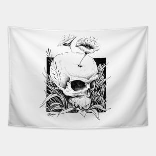 Skull plant design Tapestry