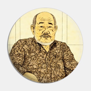 Asian painting. An elderly bearded man looking at camera Pin