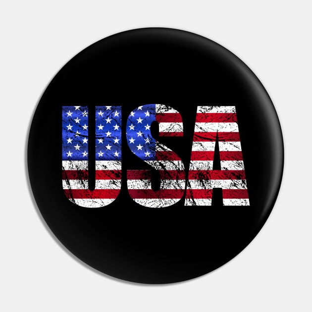 Used Look Grunge USA Writing Flag Design Pin by az_Designs