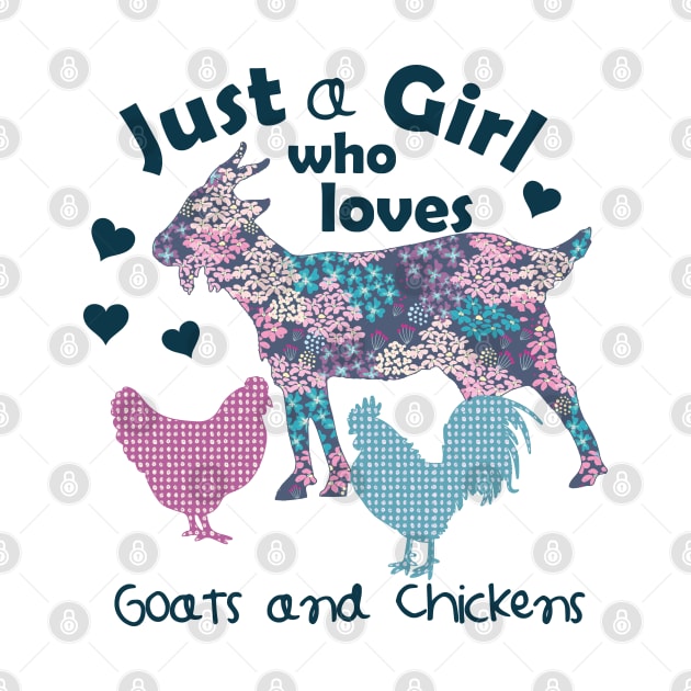 Goats and chickens, country girl by LollysLane