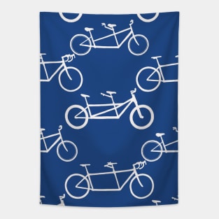 Tandem types pattern - white on blue Tapestry