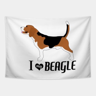 Beagle Dog Pattern in Blue Fun Beagles Paw Prints and Bone Print Tapestry