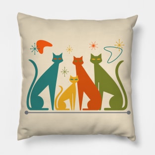 Retro Mid-Century Modern Look Cats 50s 60s Style Pillow