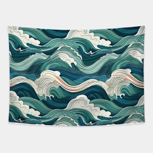 Ephemeral Crests: Hokusai Waves Reimagined Tapestry